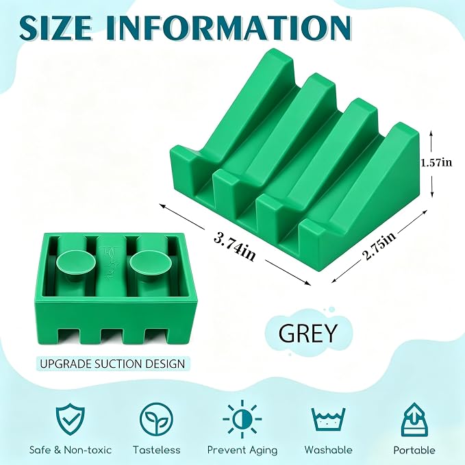 Silicone Soap Dish Self Draining with Suction Cups (Green,1 Pack) | Waterfall drainage design drains fast to keep soap dry silicone soap saver with reusable suction cups for bathroom & kitchen