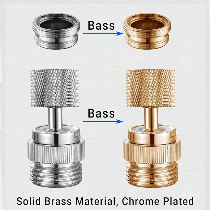 320° Swivel Garden Hose Adapter, Faucet to Hose Adapter with Aerator, Male to Female Sink Adapter for Bathroom, Kitchen, Garden - 3/4" Thread (Chrome)