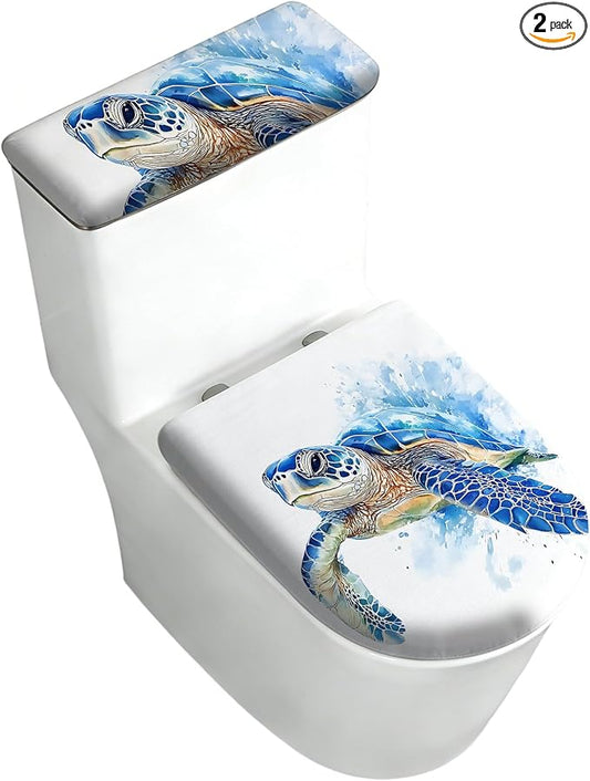 2 pack Toilet Lid Cover & Tank Lid Cover,Fits Standard & Elongated Toilet | Soft Stretchable Fabric,Machine Washable,Decorative Bathroom Protective Covers