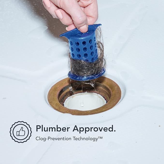 ShowerShroom the Revolutionary 2" Stand-Up Shower Stall Drain Protector Hair Catcher/Strainer, Blue