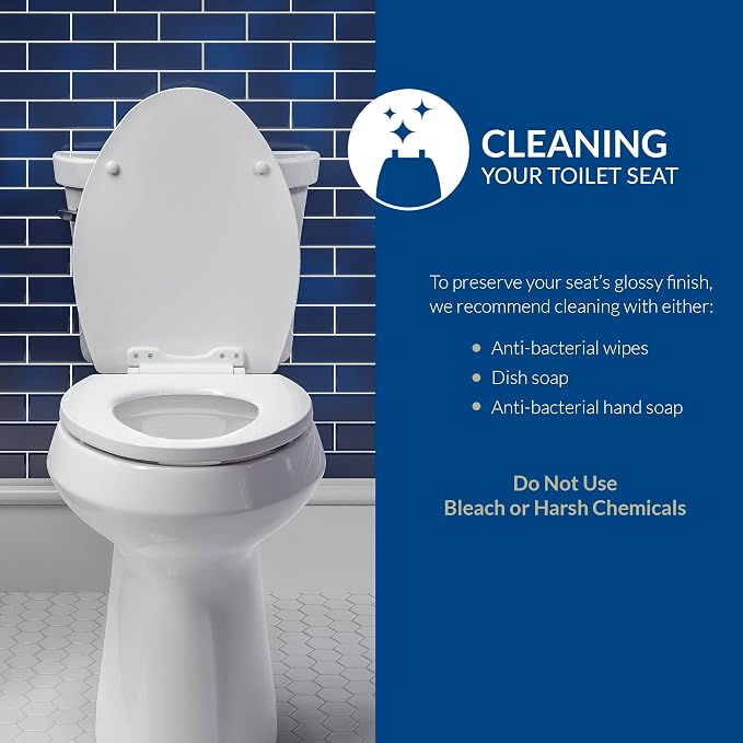 BEMIS 500EC 390 Toilet Seat with Easy Clean & Change Hinges, 1 Pack Round, Cotton White | Durable wood resists chipping & scratching, fits all standard round toilets, Made in USA, 500EC 390