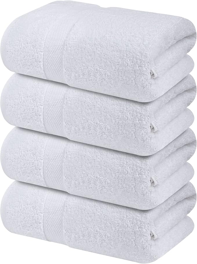 Infinitee Xclusives 100% Ring-Spun Cotton Bath Towels for Bathroom - Pack 4 | Luxury Super Soft, Absorbent & Quick-Drying |27x54 inches| Large Bathroom Towels Set |600 GSM| Gym, Shower, Spa & Hotel Use