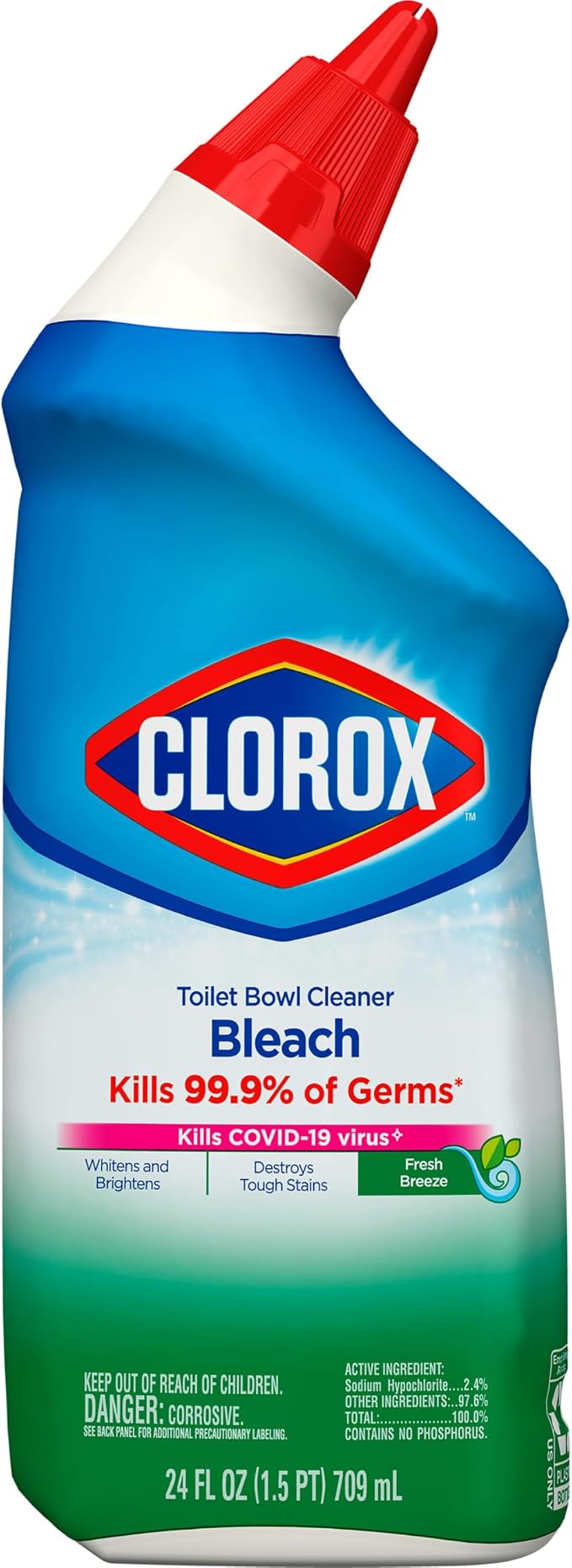 Clorox Toilet Bowl Cleaner Bleach, Fresh Breeze Scent 24 Ounces (Package May Vary)