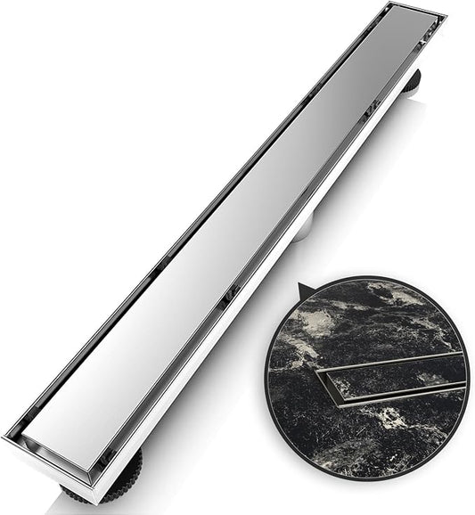 WEBANG 72 Inch Linear Shower Drain Rectangular Floor Drain with Accessories Reversible 2-in-1 Cover Tile Insert Grate Removable SUS304 Stainless Steel CUPC Certified Brushed