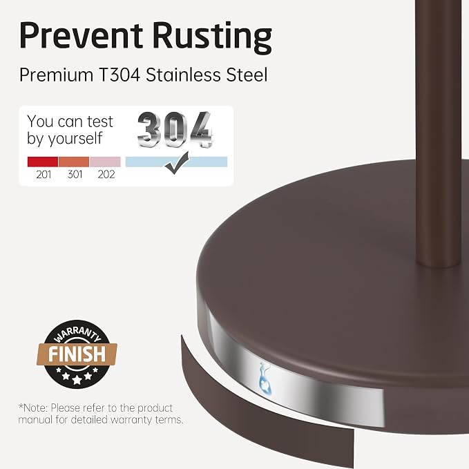 KES Bronze Toilet Paper Holder Stand, Heavy Base, 18/8 Stainless Steel | Freestanding Design, Anti-Slip Padded Base, 1-Minute No-Drill Assembly, Fits All Roll Sizes, Compact 8-Inch Base
