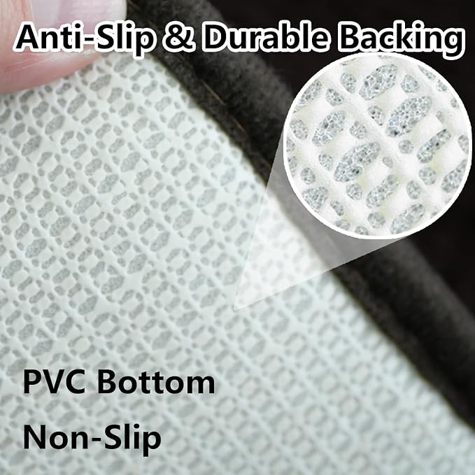 Bathroom Rugs Chenille 3-Piece Extra Soft and Absorbent Shag Bathroom Rugs, Machine Wash Mat, Strong PVC Non-Slip Underside, Plush Carpet Mats (Coffee)