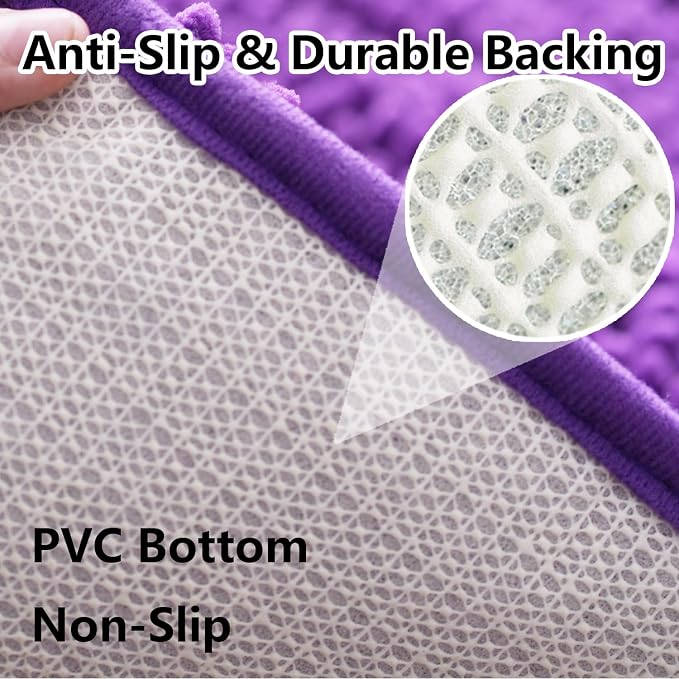 BOANKODU Bathroom Rug Set, 2 Piece Chenille Bath Mat, Non-Slip, 32x20 Inch + 20x20 Inch U Shape, Machine Washable (Violet)