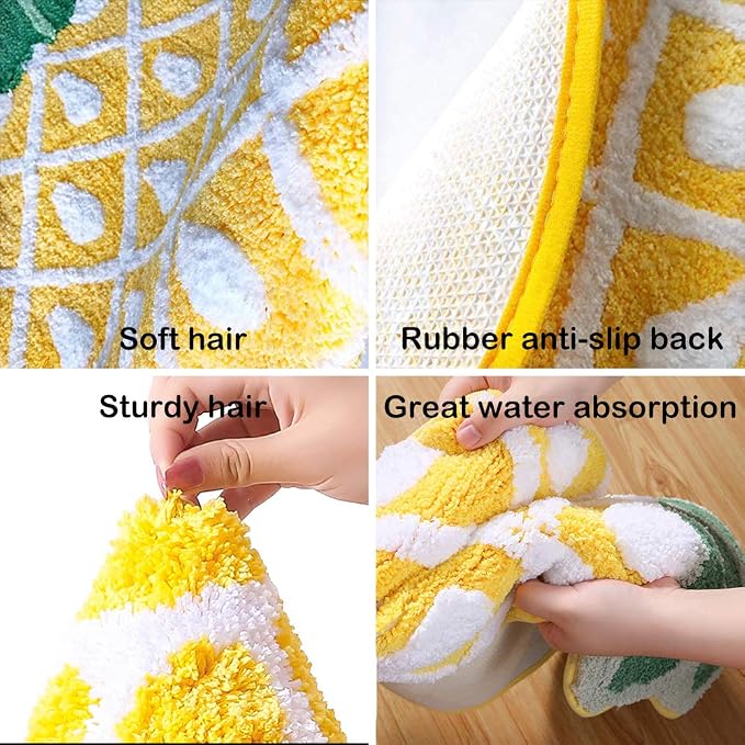 Pineapple Door Mat, 40 x 23 inch | Non-Slip Area Rug, Cartoon Pineapple Welcome Design, Machine Washable, For Home Decor Living Room Bedroom Bathroom