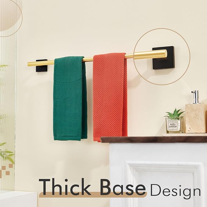 KOKOSIRI Bathroom Towel Bar Bath Towel Holders for Toilet Kitchen Cabinet Wall Mount 24 Inch Black with Gold Stainless Steel B4005GDK-L24