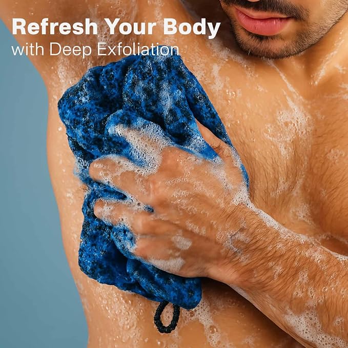 Dual-Textured Exfoliating Washcloth Towel - Back Scrubber for Use in Shower Bath, Exfoliating Body Scrubber Exfoliator, Japanese Exfoliate Loofah Lufa Sponge Wash Cloth for Women Men