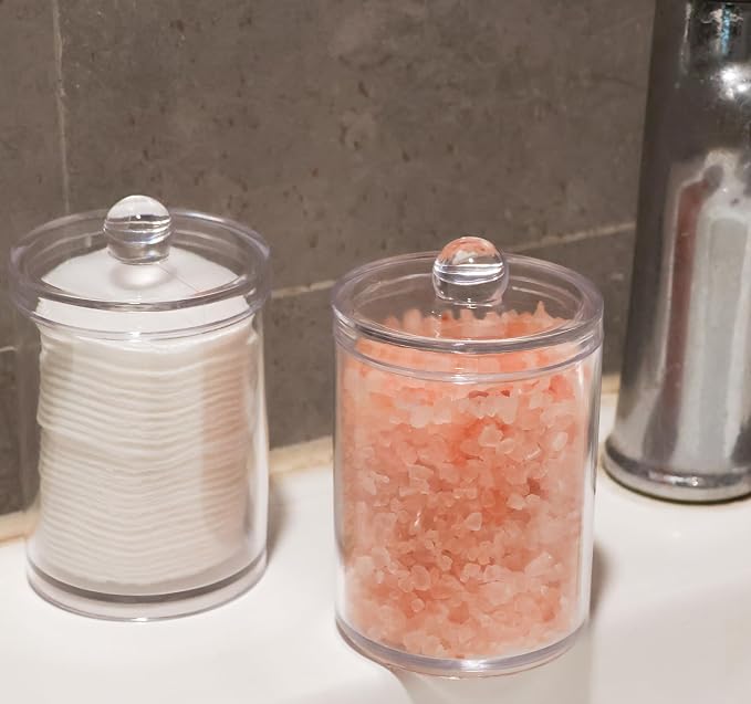 2 Pack Acrylic Qtip Holder Dispenser,Canisters Apothecary Jar Set,10,12oz