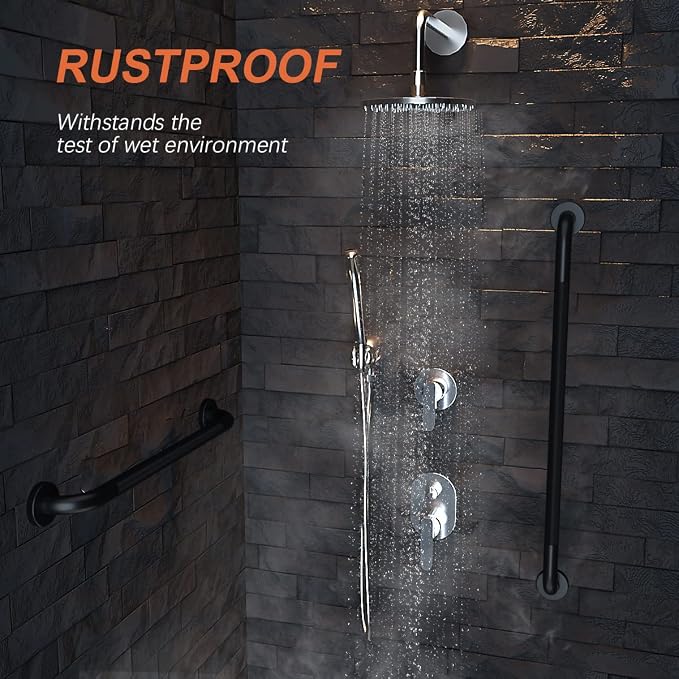 Oil Rubbed Black Shower Grab Bars 32 Inch w/Anti-Slip knurled Grip, iMomwee Stainless Steel Wall Mount Bathroom Safety Balance Handrail, Handicap Elderly Senior Assist Textured Grab Bar Handle