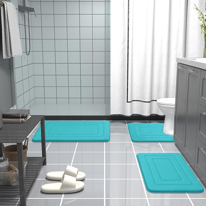 Arotive Memory Foam Bathroom Rug Mat 54x24, Ultra Soft and Absorbent Bath Mat, Machine Wash Dry, Comfortable Bath Rug Carpet for Bathroom Floor, Tub and Shower, Teal
