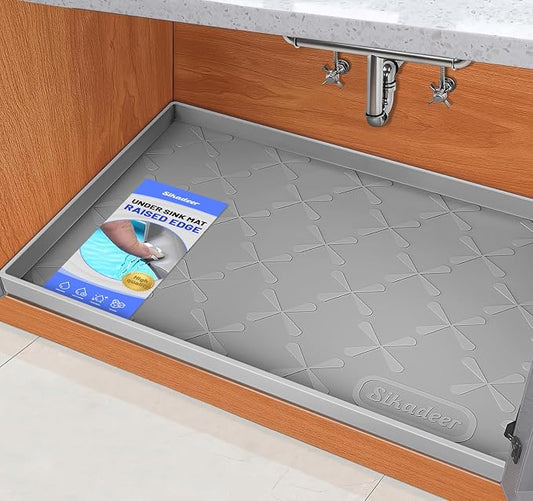 SIKADEER Under Sink Mat Waterproof 34" x 19", Silicone Mat Kitchen Drawer Shelf and Cabinet Liner, Sink Protector for Kitchen Organizers and Storage, Boot Tray Pet Food Mats
