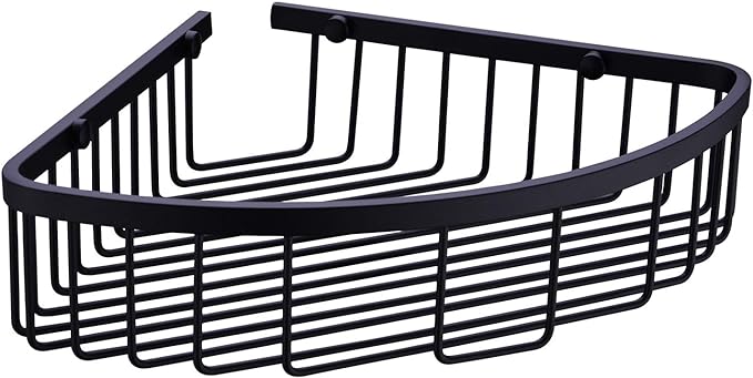 304 Stainless Steel Shower Caddy Corner Basket Shelf Bathroom Organizer Wall Mounted Storage, Matte Black Plated Finish Heavy Duty