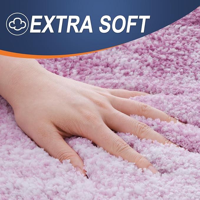 OLANLY Micorfiber Bathroom Rug Set 2 Piece, 30"x20"+24"x16" | Pinkish-Purple, Soft Absorbent Bath Rug Set, Non-Slip, Machine Wash Dry, Plush Shaggy Bath Mats for Bathroom