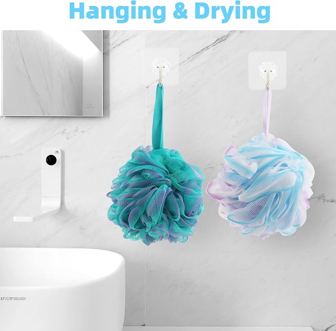 Chuya Bath Loofah Sponges 70 Grams Large Size,4 Pack Shower Sponge | Exfoliating Cleaning Bath Loofa Body Scrubber Balls for Women Men Children Washing