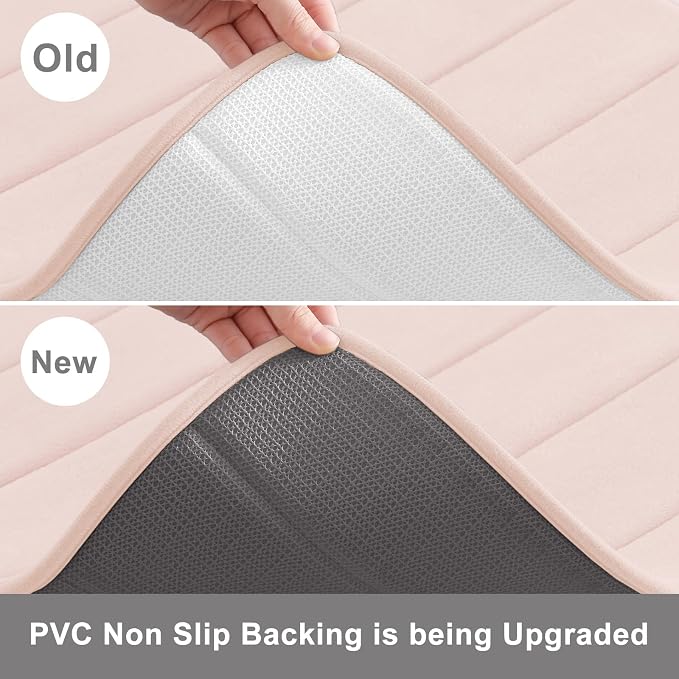 Buganda Memory Foam Bath Mat 47 x 17, Ultra Soft Absorbent Bathroom Rugs | Pink, Machine Washable Quick Dry Bath Mats for Bathroom Floor, Shower and Tub, Home Decor Accessories