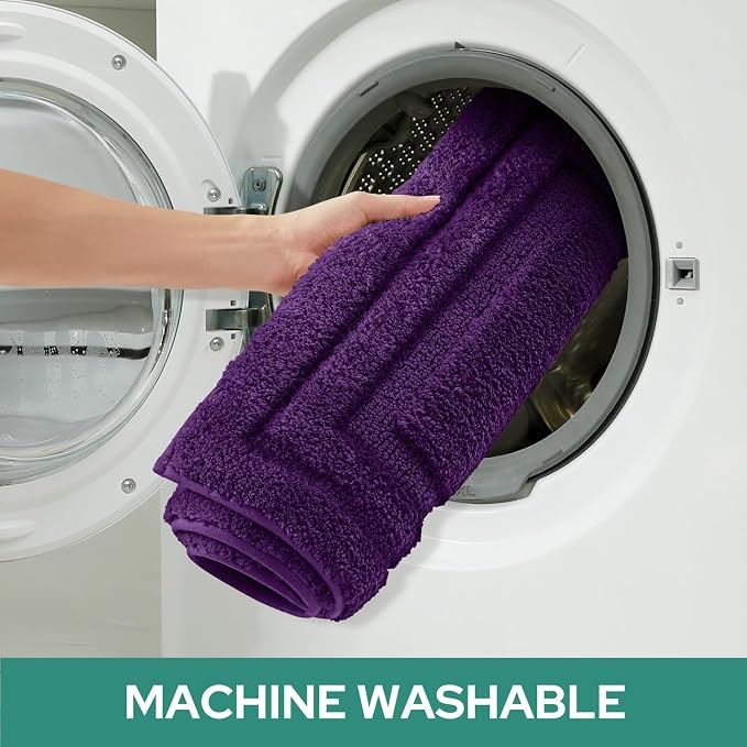 HOMEIDEAS Purple Bathroom Rugs Set of 3, Non Slip Bath Mats | Super Absorbent, Plush Microfiber, Machine Washable, Stain Resistant, Easy Care, Perfect for Modern Bathroom Decor