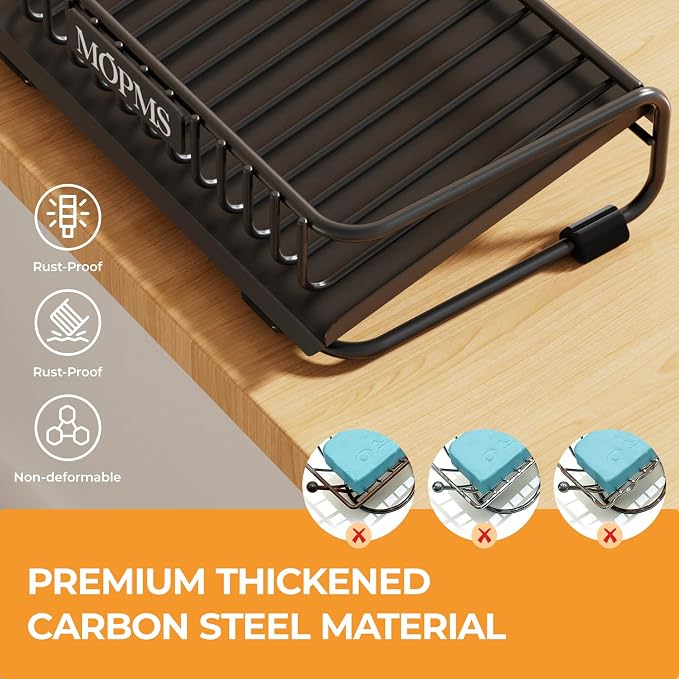 MOPMS Self Draining Soap Dish, Carbon Steel Bar Soap Holder for Shower | Waterfall Design Soap Saver for Bathroom, Kitchen Sink and Countertop, Sponges, Dispensers, Black