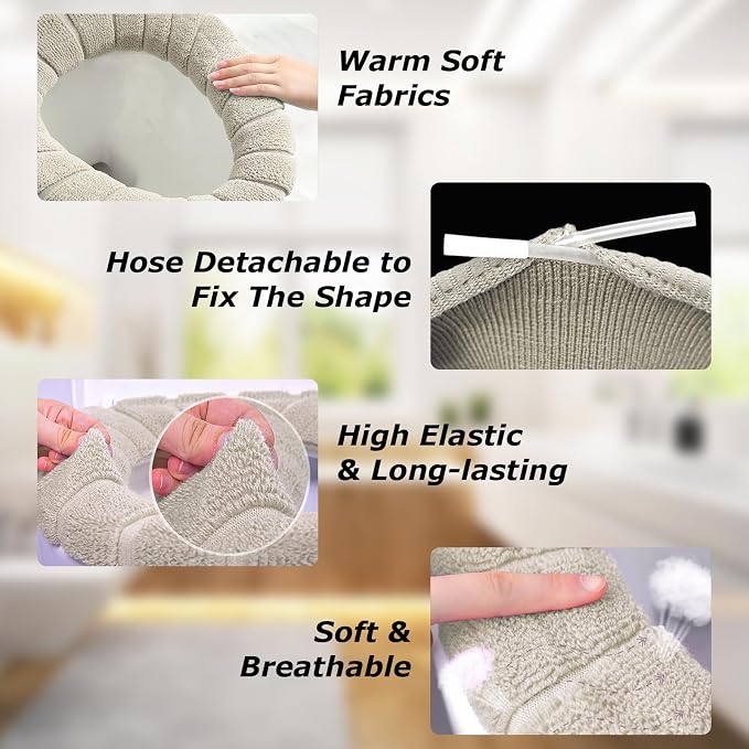 Legigo 5 Pack Toilet Seat Cover, Soft Toilet Seat Warmer Pads for Bathroom | Warmth, Comfort & Easy to Install, Toilet Seat Cushion Covers, Washable and Stretchable