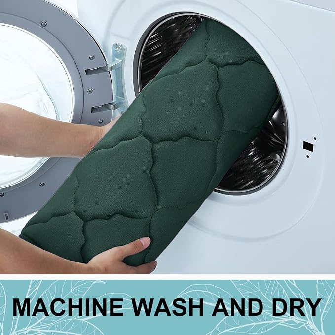OLANLY Memory Foam Bath Mat Rug 30x20, Ultra Soft Bathroom Rugs, Dark Green | Thick Absorbent Carpet, Non-Slip Backing, Machine Washable, for Bathroom Floor, Tub, Shower and Home Decor Accessories