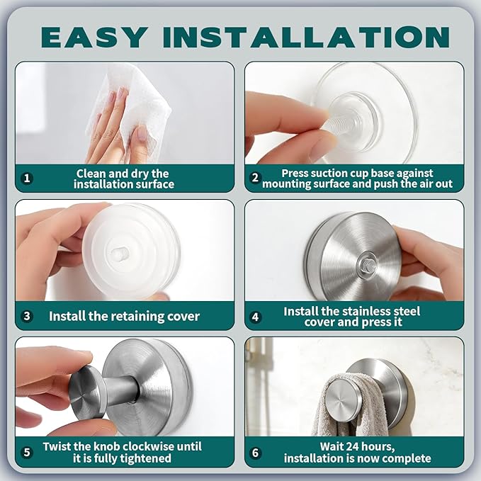 2026 Upgraded Suction Cup Hooks for Shower, Heavy Duty Vacuum Lock No Drill Stainless Steel Hooks, Rustproof Bathroom Towel Hooks for Glass Door Tile & Windows, 4 Pack