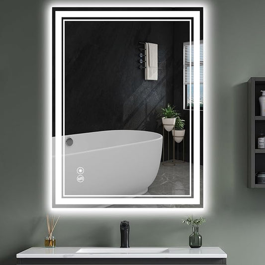 24 x 32'' LED Mirror for Bathroom, Anti-Fog, Bathroom Vanity Mirror | Dimmable 3 Colors, Bathroom Mirror with Lights, Memory Function, Switch/Plug in Wall Mounted, Home Decor Horizontal/Vertical
