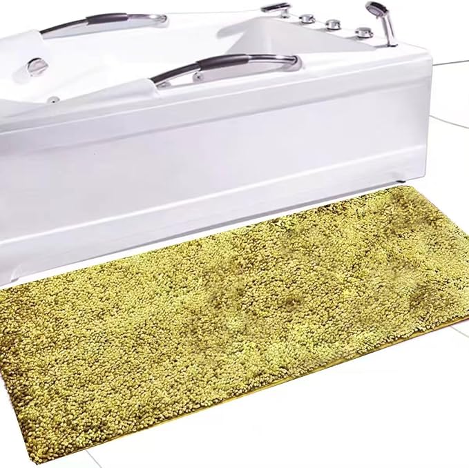 Madeals Long Bathroom Rugs Chenille Runner Bathroom Mat Kitchen Rug Golden
