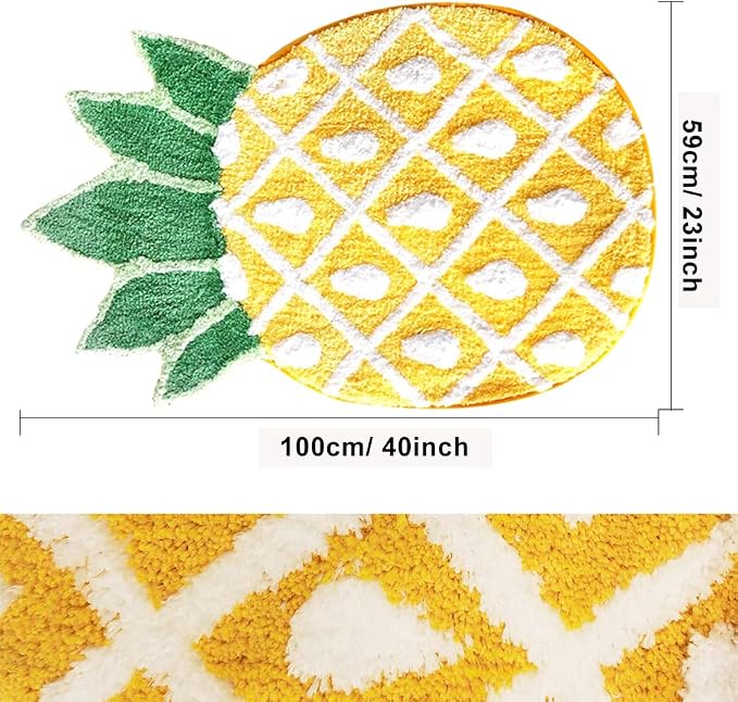 Pineapple Door Mat, 40 x 23 inch | Non-Slip Area Rug, Cartoon Pineapple Welcome Design, Machine Washable, For Home Decor Living Room Bedroom Bathroom