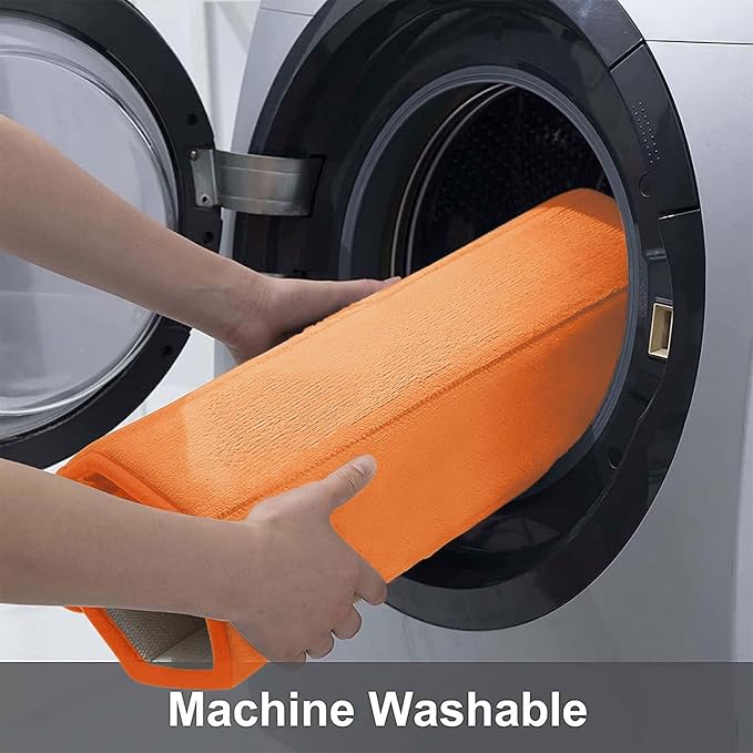 Buganda Memory Foam U-Shaped Toilet Rugs 24 x 20, Absorbent Bathroom mat | Orange, Thick Soft Machine Washable toilet mat for bathroom, Contour Bath Rugs Mat for Toilet Base