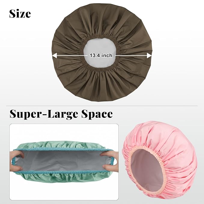 3Pcs Shower Cap for Women Reusable Waterproof, Bath Cap for Long Hair, Comfortable Showers Cap for Thick Curly Hair