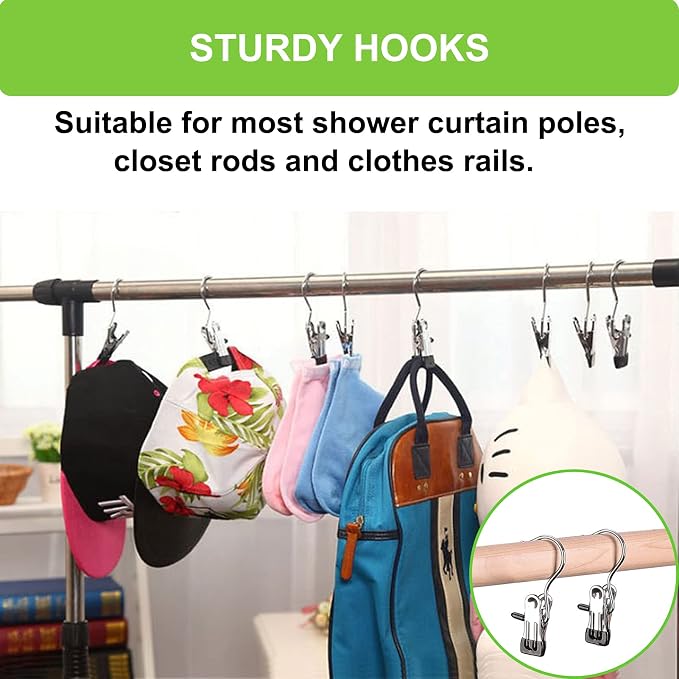 Laundry Hooks Hanging Clips Clothes Pins Closet Hanger Organizer Clamps Socks Towel Clips Heavy Duty Clothespins Bulk Hanger Clips for Closet Travel Pants Socks Handbags, 40 Pack