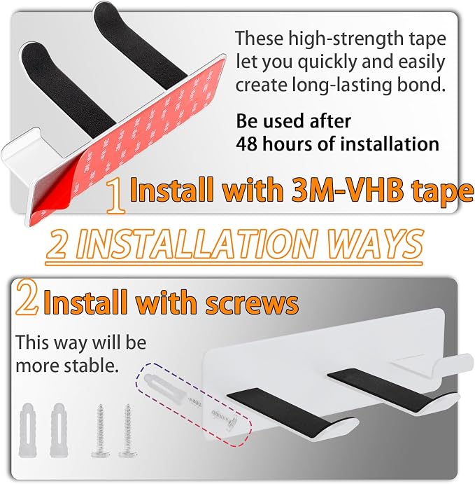 Hair Dryer Holder Wall Mount, Universal Hair Dryer Hanger for Bathroom/Bedroom/Barbershop, 304 Stainless Steel Organizer with 3M Adhesive, No Drilling Space Saver (White)