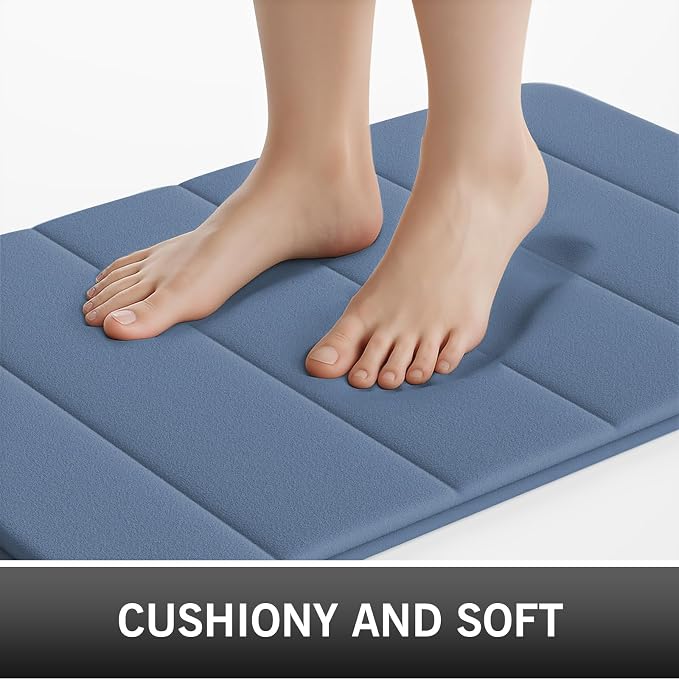 Dark Blue Bathroom Rugs Set 2 Piece Memory Foam Bath Non-Slip Bath Mat,Washable Room Mats,Absorbent Shaggy Rugs Super Soft Kitchen Mats, Carpets for Bathroom,Tub,Shower Home Decor