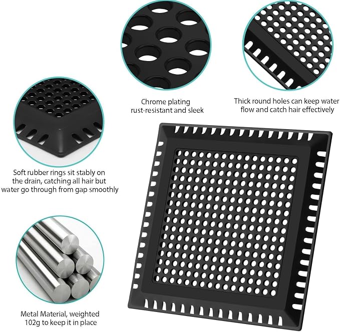 Aojuxix Shower Drain Hair Catcher/Drain Protector/Shower Drain Cover | Stainless Steel and Silicone Hair Trap for Bathroom Floor Drain (Patented Product)