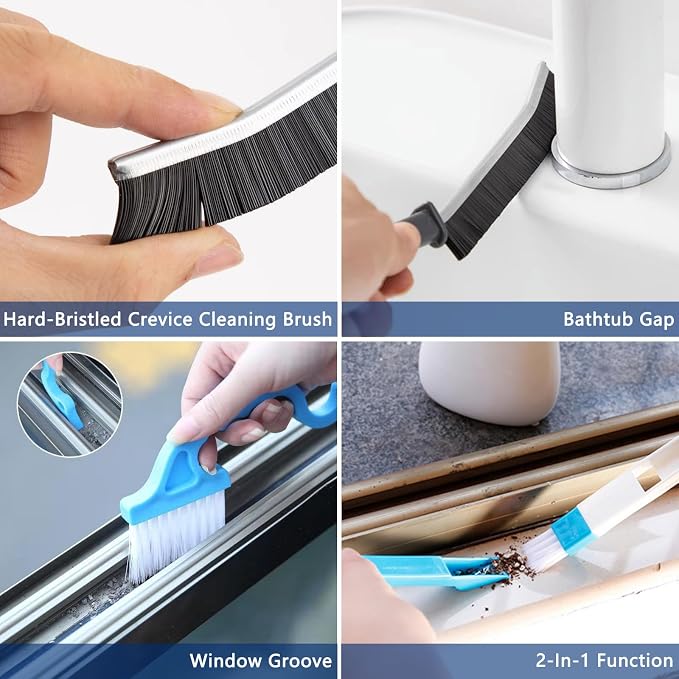 CRAFNEW 14Pcs Small Crevice Cleaning Brush Set, Groove Gap Cleaning Tool | Ideal for cleaning kitchens, bathrooms, corners, sinks, doors, window tracks and cups
