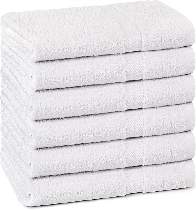 Towel and Linen Mart 100% Cotton White 6 Pack Bath Towel Set, Quick Dry, Super Absorbent, Light Weight, Soft Feel for Hotel, Spa and Bathroom (27 X 54) (White, 27 x 54 6 Pack)