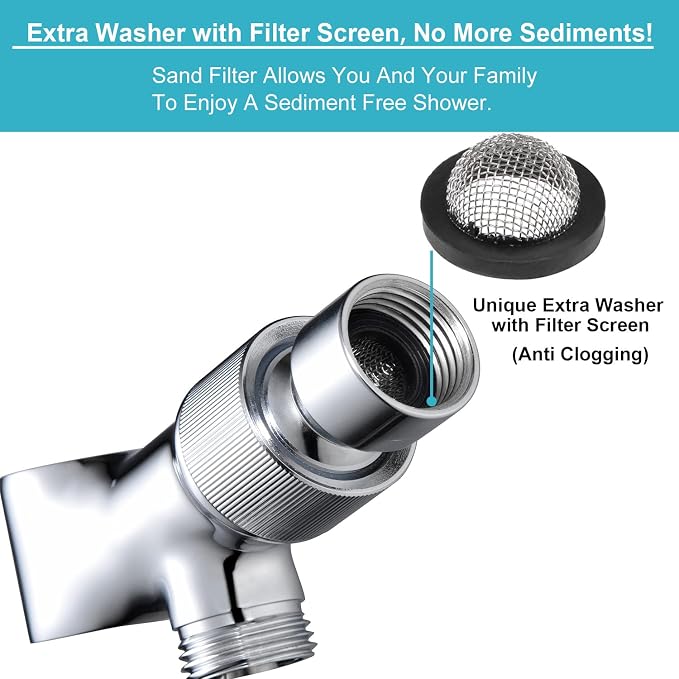 All Metal Handheld Shower Head Holders, 1/2" Shower Hose Holder Fits Most Hand Showerheads, Brass Hand Held Shower Head Holder Adjustable Shower Arm Mount, Easy to Install(Chrome)