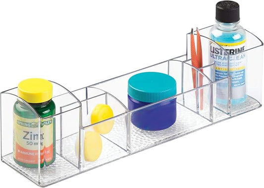 iDesign 43030 Med+ 12" Plastic Divided Vanity Medication and Bathroom Accessory, 12" x 3" x 3.5", Multi-Level Organizer | Medication and Bathroom Accessory