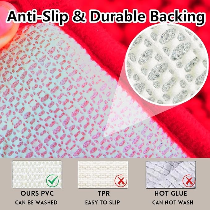 Bathroom Rugs Chenille, Extra Thick and Absorbent, Non-Slip, Machine Washable, Dry Quckily, Soft Cozy Plush, Used Under Shower Bathtub and Sink, Bath mat Sets Red