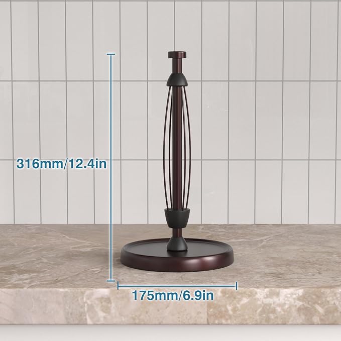 Oil Rubbed Bronze Paper Towel Holder Countertop, Bronze Kitchen Accessories Decor, Stainless Steel, Paper Towel Roll Holder Stand with Ratchet Mechanism for Kitchen Bathroom Farmhouse Essentials