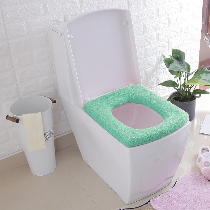 3 Pack Thickened Toilet Seat Cover Pads - Soft, Stretchable, Washable, Warm, Comfortable Bathroom Toilet Seat Covers for Round & Elongated 14x18” Toilets, Non-Slip, Durable