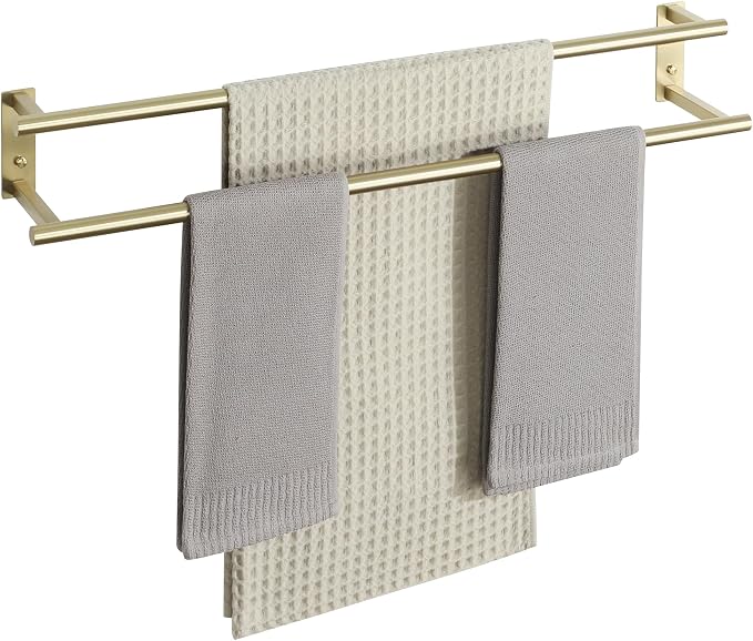 Alise 32 inch Double Towel Bar for Bathroom Wall Mounted, Brushed Gold | SUS304 Stainless Steel, Bathroom Towel Holder Towel Hanger, Towel Racks for Bathroom, Labatory, Tower Drying Rack Towel Rail