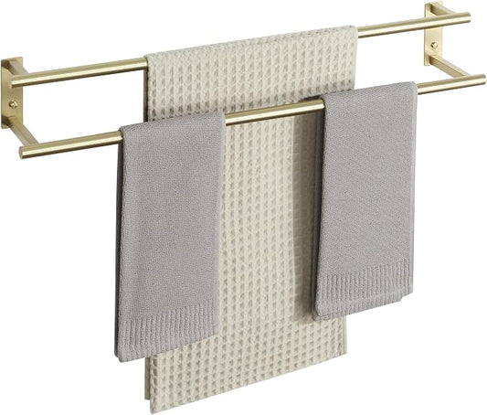 Alise 32 inch Double Towel Bar for Bathroom Wall Mounted, Brushed Gold | SUS304 Stainless Steel, Bathroom Towel Holder Towel Hanger, Towel Racks for Bathroom, Labatory, Tower Drying Rack Towel Rail