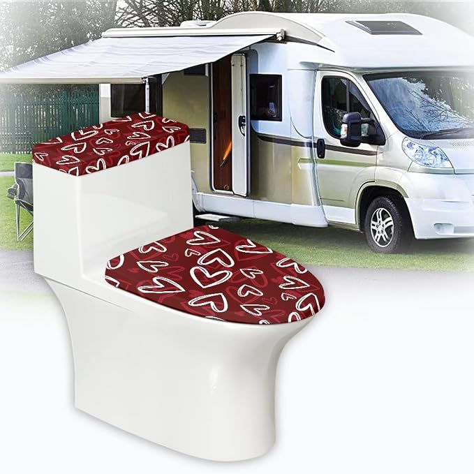 Love Heart Toilet Cover Sets for Bathroom Hearts Toilet Seat and Tank Lid Covers for Bathroom Set Toilet Sink Cover Toilet Lid Cover Universal Toilet Tank Lid
