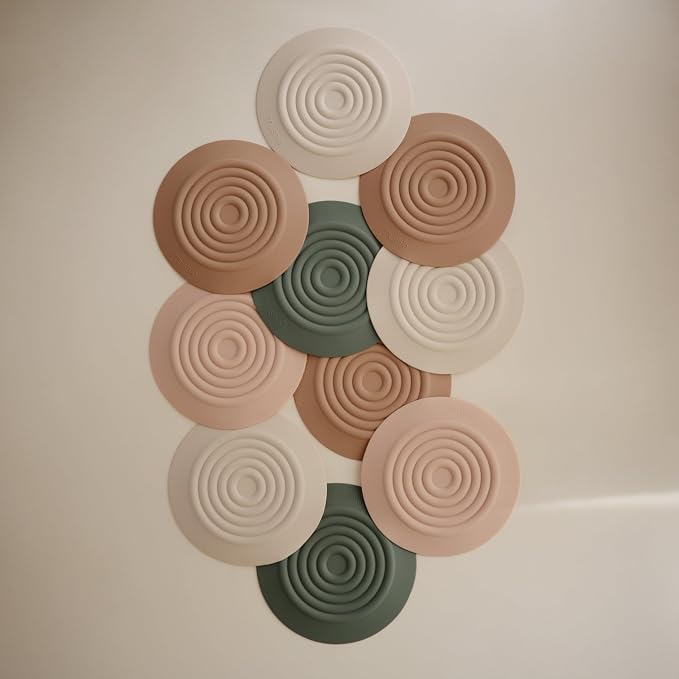 mushie Silicone Drain Stopper 2-Pack | 5.5 inch Diameter Bathtub Flat Suction Cover (Natural/Shifting Sand)