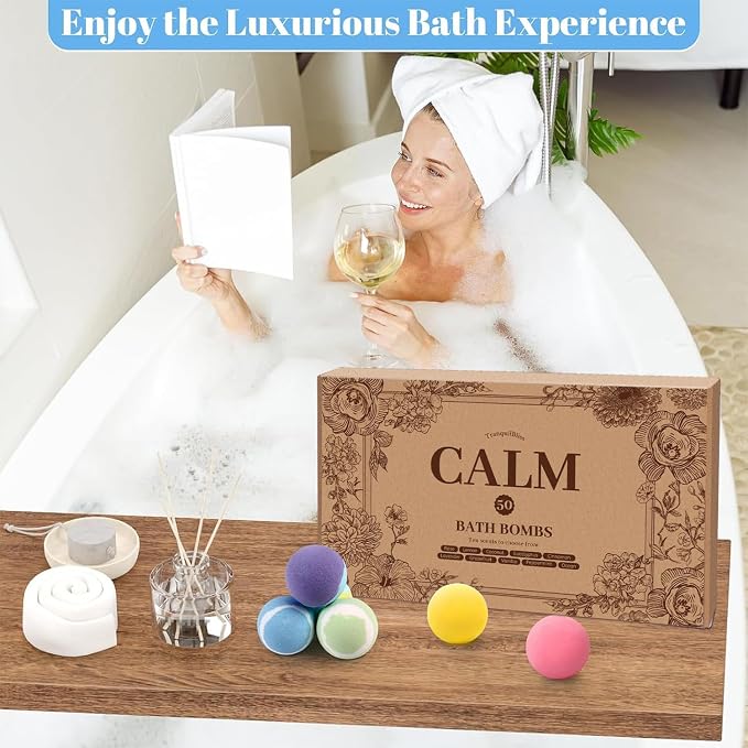 Bath Bombs Set 50 PCS with 10 Scents, Natural Bathbombs,Brown | With Shea Butter & Safe Oil, Bubble Bombs for Women, Ideal for Mother's Day, Valentine's Day, Christmas, Birthday Present