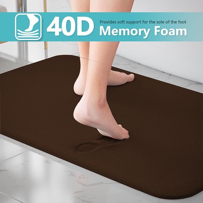 RUN HELIX Bathroom Rugs Sets 3 Piece, Soft Absorbent Memory Foam Bath Mats Set, Dry Fast Bath Mat, Machine Washable Bath Rug Set for Bathroom （Chocolate）