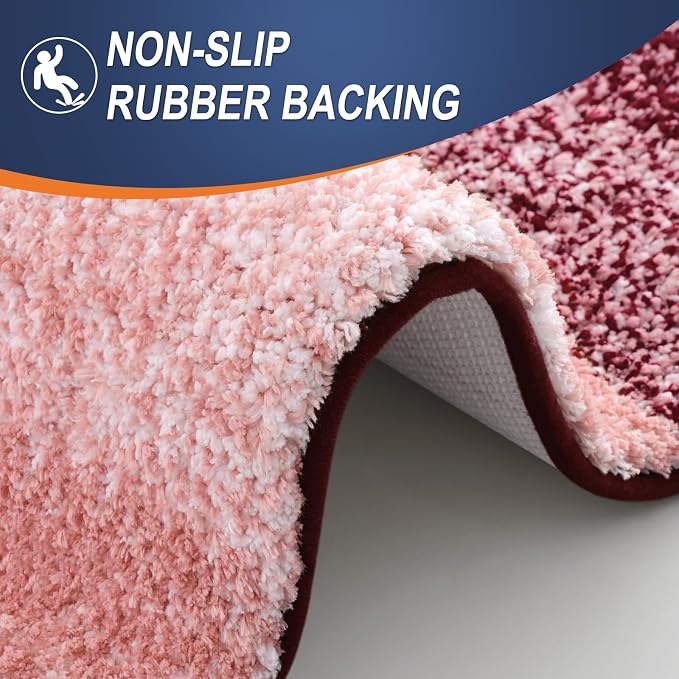 OLANLY Microfiber Bathroom Rugs Sets 3 Piece, 30"x20"+24"x16"+24"x20" | Red, Soft Absorbent Bath Mats and U-Shaped Contour Toilet Rug, Machine Wash Dry, Plush Shaggy Bath Mat Set for Bathroom